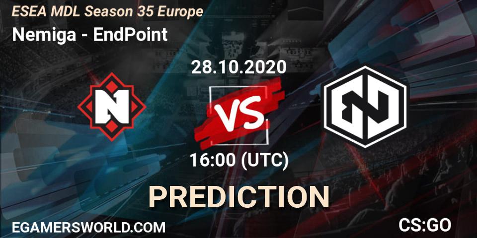 Prognose für das Spiel Nemiga VS EndPoint. 28.10.20. CS2 (CS:GO) - ESEA MDL Season 35 Europe
