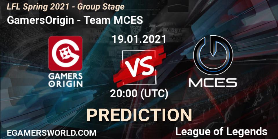 Prognose für das Spiel GamersOrigin VS Team MCES. 19.01.2021 at 21:00. LoL - LFL Spring 2021 - Group Stage