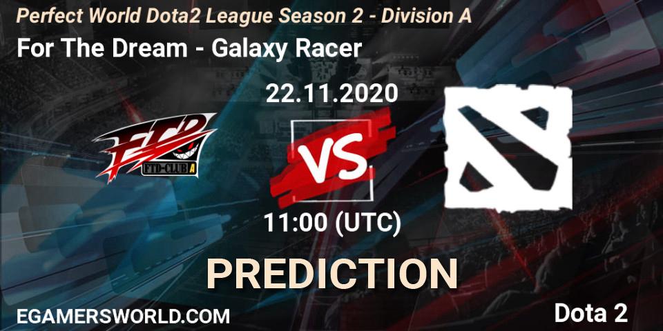 Prognose für das Spiel For The Dream VS Galaxy Racer. 22.11.20. Dota 2 - Perfect World Dota2 League Season 2 - Division A