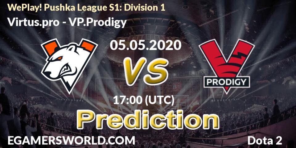 Prognose für das Spiel Virtus.pro VS VP.Prodigy. 05.05.2020 at 16:18. Dota 2 - WePlay! Pushka League S1: Division 1