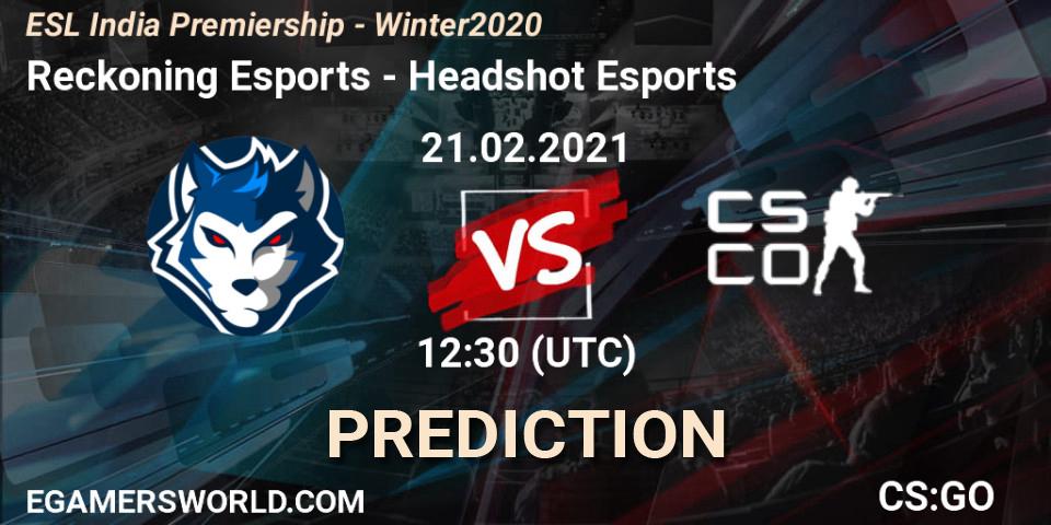 Prognose für das Spiel Reckoning Esports VS Headshot Esports. 21.02.2021 at 12:30. Counter-Strike (CS2) - ESL India Premiership - Winter 2020