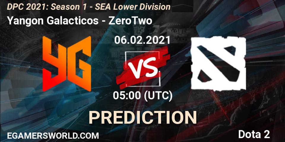 Prognose für das Spiel Yangon Galacticos VS ZeroTwo. 06.02.2021 at 05:05. Dota 2 - DPC 2021: Season 1 - SEA Lower Division