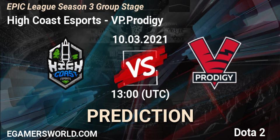 Prognose für das Spiel High Coast Esports VS VP.Prodigy. 10.03.2021 at 13:01. Dota 2 - EPIC League Season 3 Group Stage