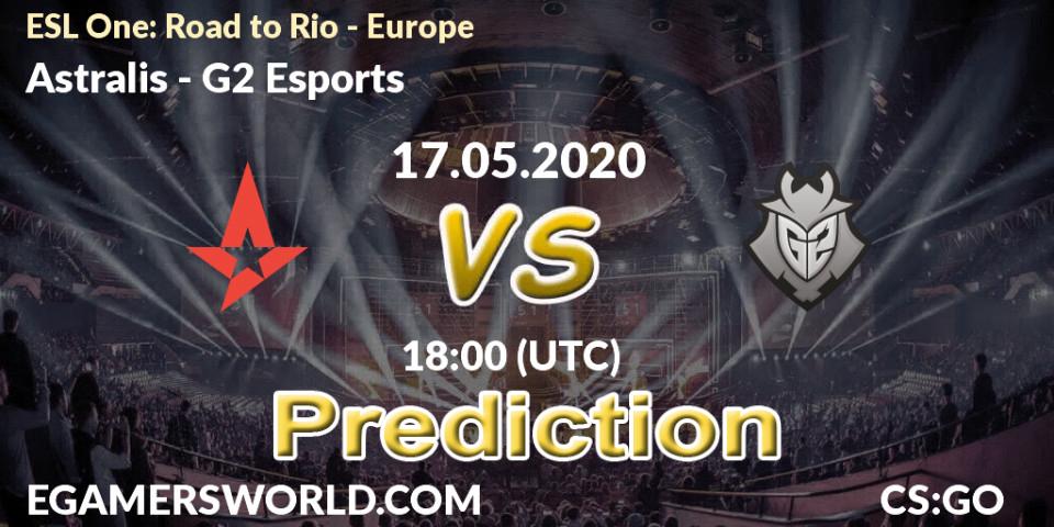 Prognose für das Spiel Astralis VS G2 Esports. 17.05.20. CS2 (CS:GO) - ESL One: Road to Rio - Europe