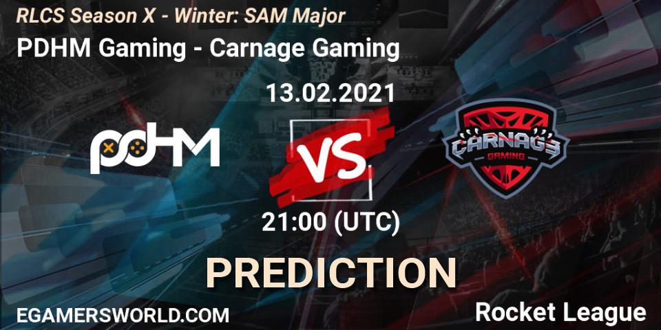 Prognose für das Spiel PDHM Gaming VS Carnage Gaming. 13.02.2021 at 21:00. Rocket League - RLCS Season X - Winter: SAM Major