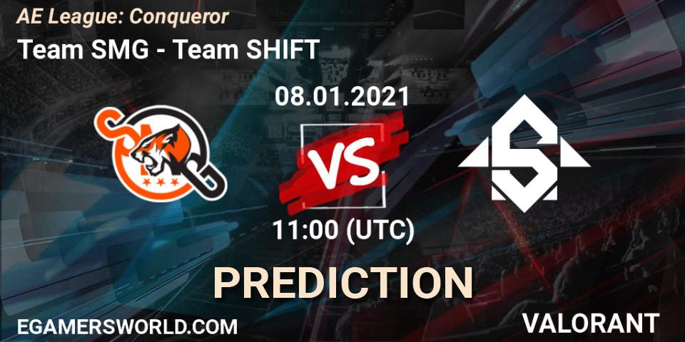 Prognose für das Spiel Team SMG VS Team SHIFT. 08.01.2021 at 11:00. VALORANT - AE League: Conqueror