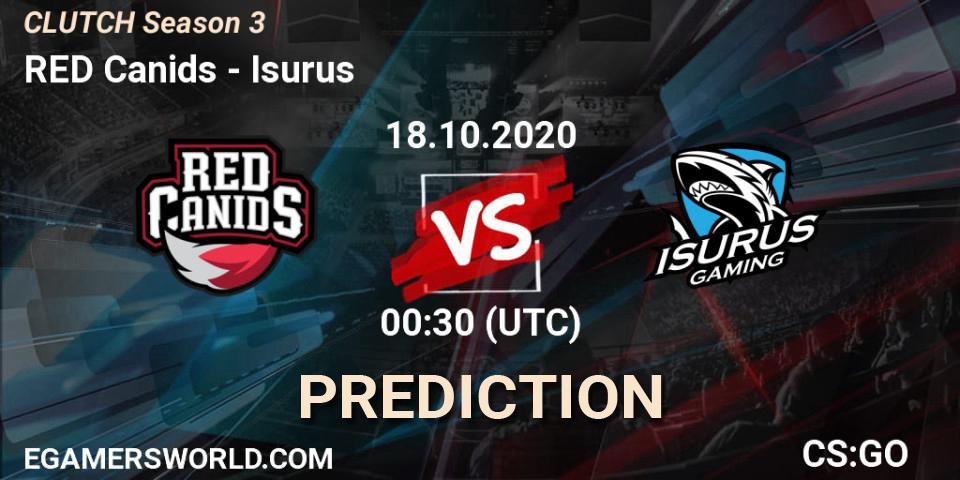 Prognose für das Spiel RED Canids VS Isurus. 18.10.20. CS2 (CS:GO) - CLUTCH Season 3
