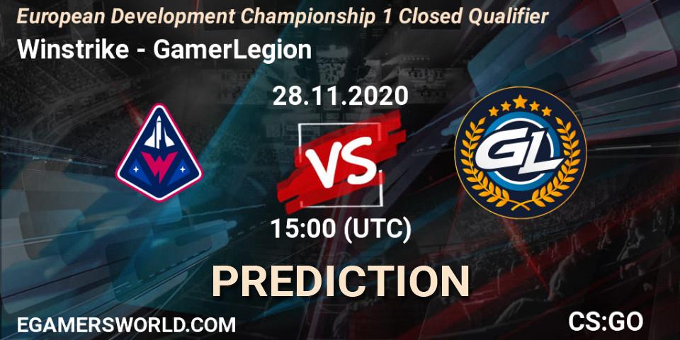 Prognose für das Spiel Winstrike VS GamerLegion. 28.11.20. CS2 (CS:GO) - European Development Championship 1 Closed Qualifier