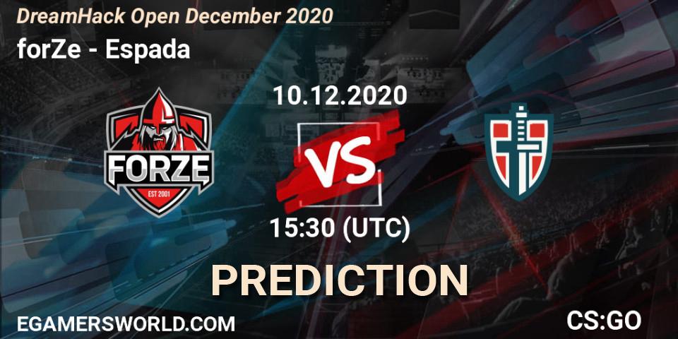 Prognose für das Spiel forZe VS Espada. 10.12.20. CS2 (CS:GO) - DreamHack Open December 2020