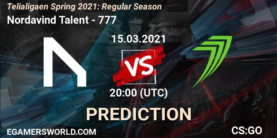 Prognose für das Spiel Nordavind Talent VS 777. 15.03.2021 at 20:00. Counter-Strike (CS2) - Telialigaen Spring 2021: Regular Season