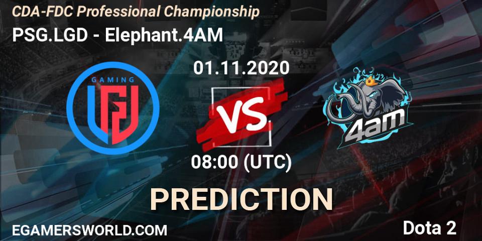 Prognose für das Spiel PSG.LGD VS Elephant.4AM. 01.11.2020 at 08:06. Dota 2 - CDA-FDC Professional Championship
