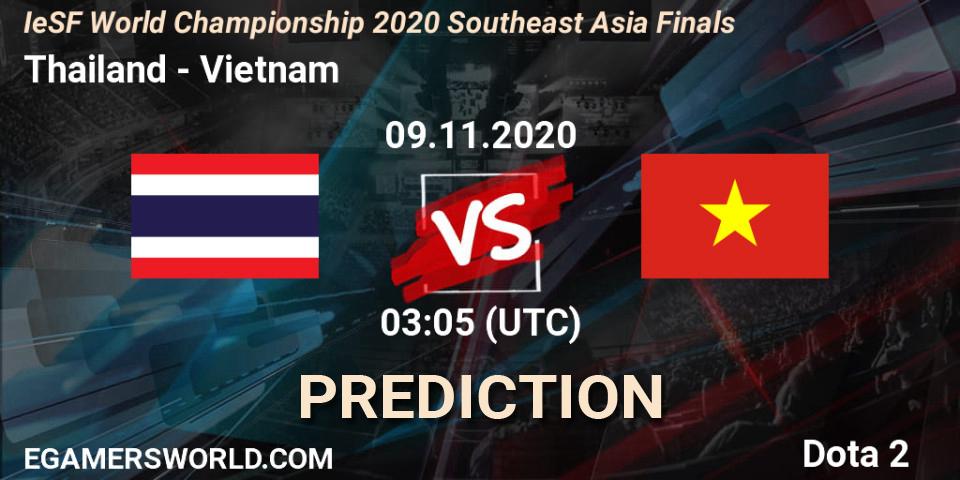 Prognose für das Spiel Thailand VS Vietnam. 09.11.20. Dota 2 - IeSF World Championship 2020 Southeast Asia Finals