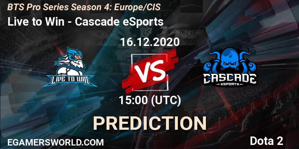 Prognose für das Spiel Live to Win VS Cascade eSports. 16.12.20. Dota 2 - BTS Pro Series Season 4: Europe/CIS