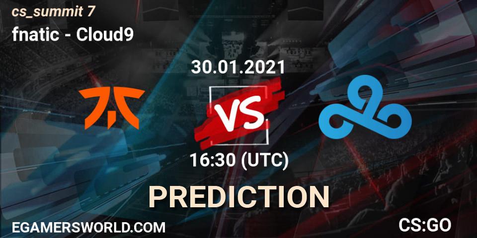 Prognose für das Spiel fnatic VS Cloud9. 30.01.2021 at 16:35. Counter-Strike (CS2) - cs_summit 7