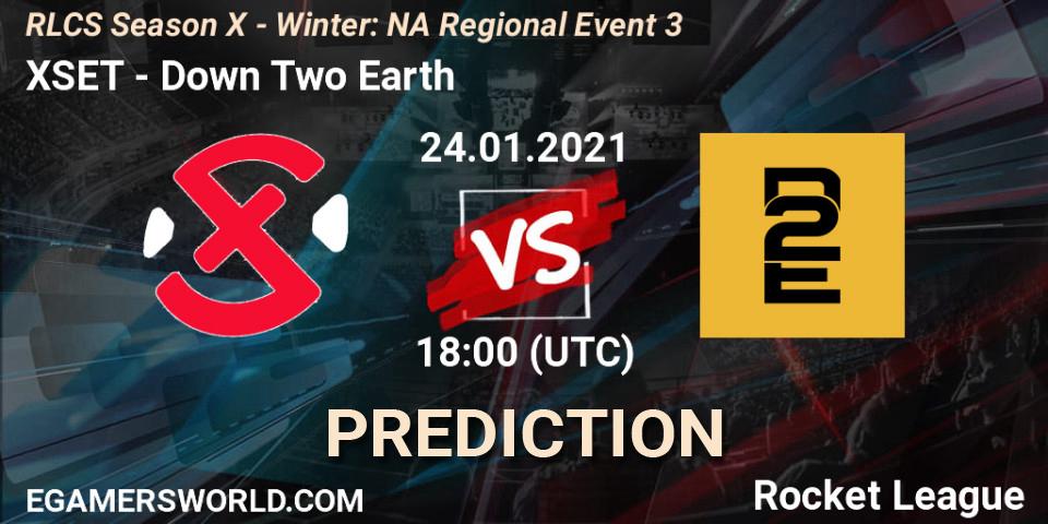 Prognose für das Spiel XSET VS Down Two Earth. 24.01.2021 at 18:00. Rocket League - RLCS Season X - Winter: NA Regional Event 3