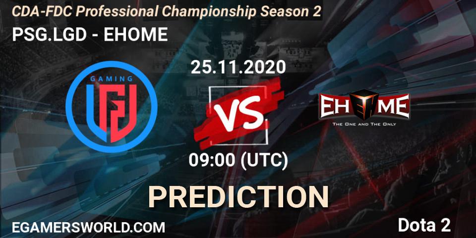Prognose für das Spiel PSG.LGD VS EHOME. 25.11.2020 at 09:02. Dota 2 - CDA-FDC Professional Championship Season 2
