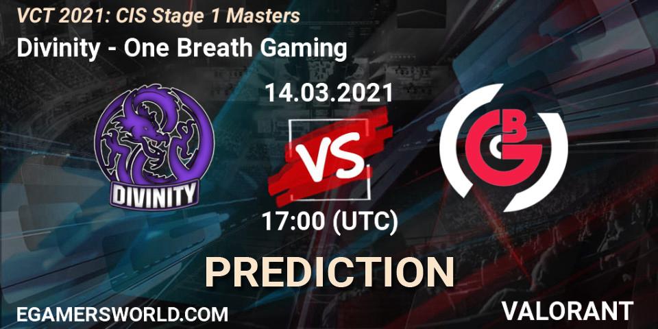 Prognose für das Spiel Divinity VS One Breath Gaming. 14.03.21. VALORANT - VCT 2021: CIS Stage 1 Masters