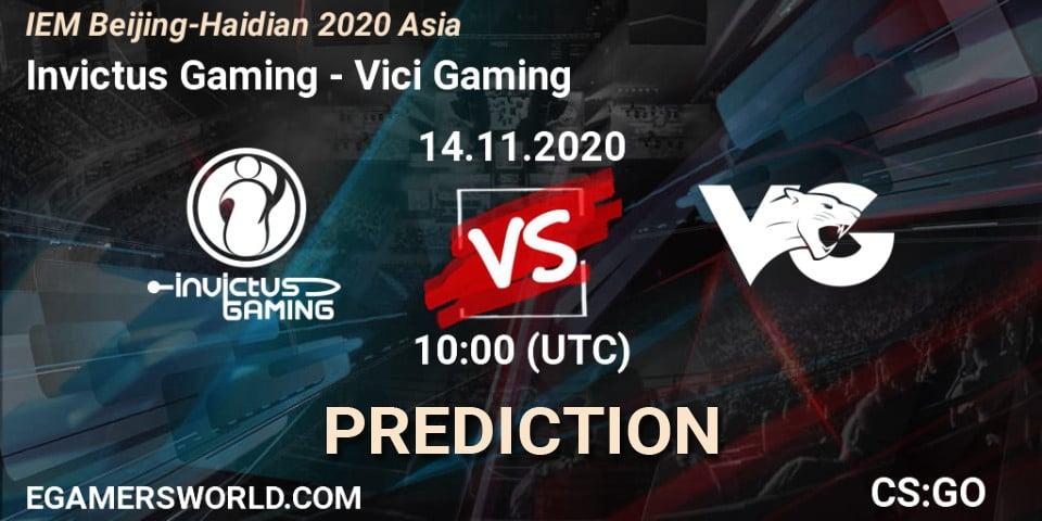 Prognose für das Spiel Invictus Gaming VS Vici Gaming. 14.11.2020 at 10:00. Counter-Strike (CS2) - IEM Beijing-Haidian 2020 Asia