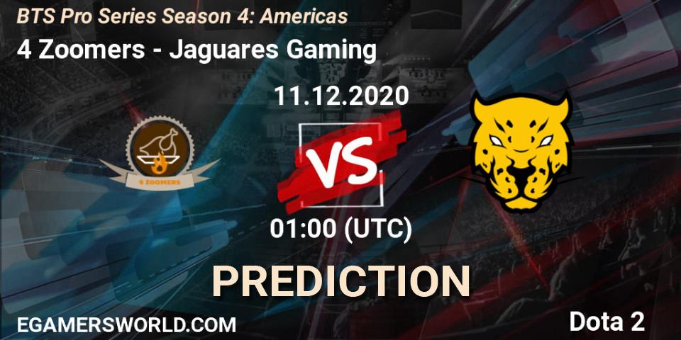 Prognose für das Spiel 4 Zoomers VS Jaguares Gaming. 10.12.2020 at 23:38. Dota 2 - BTS Pro Series Season 4: Americas