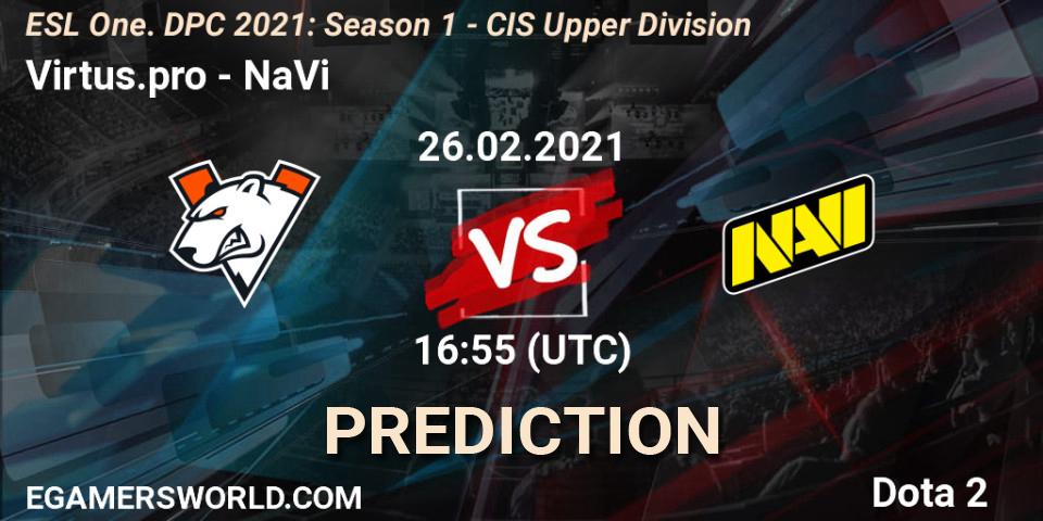 Prognose für das Spiel Virtus.pro VS NaVi. 26.02.2021 at 16:55. Dota 2 - ESL One. DPC 2021: Season 1 - CIS Upper Division