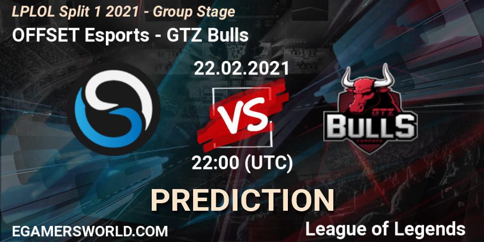 Prognose für das Spiel OFFSET Esports VS GTZ Bulls. 22.02.2021 at 22:00. LoL - LPLOL Split 1 2021 - Group Stage