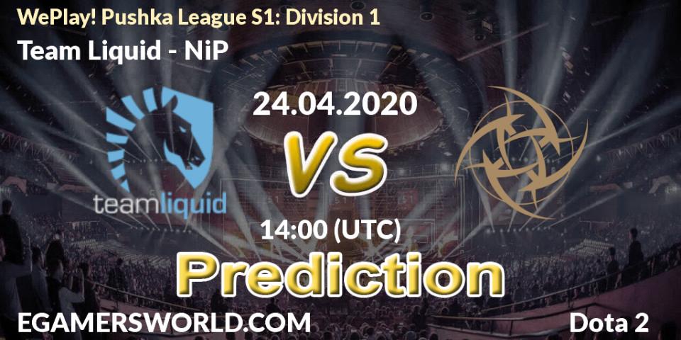 Prognose für das Spiel Team Liquid VS NiP. 24.04.20. Dota 2 - WePlay! Pushka League S1: Division 1