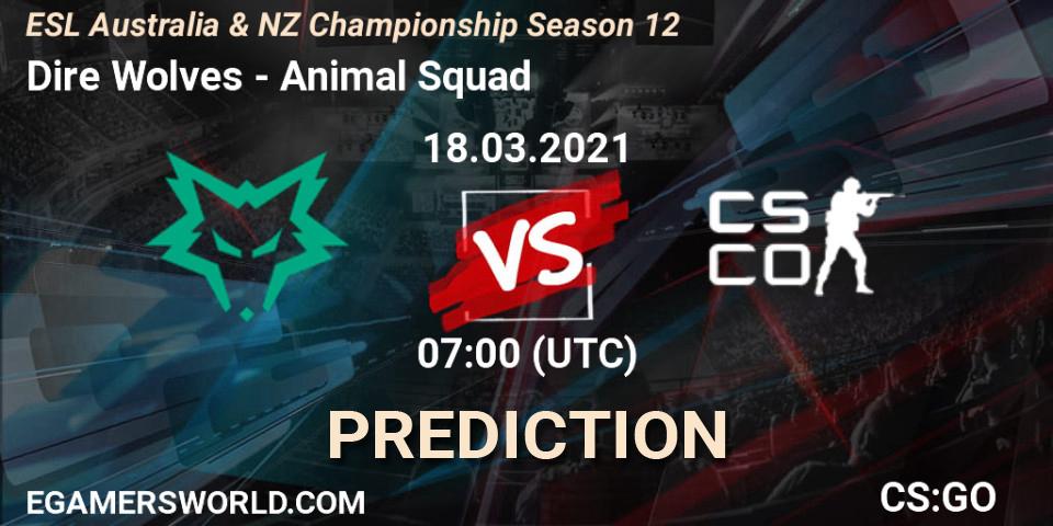 Prognose für das Spiel Dire Wolves VS Animal Squad. 18.03.2021 at 07:00. Counter-Strike (CS2) - ESL Australia & NZ Championship Season 12