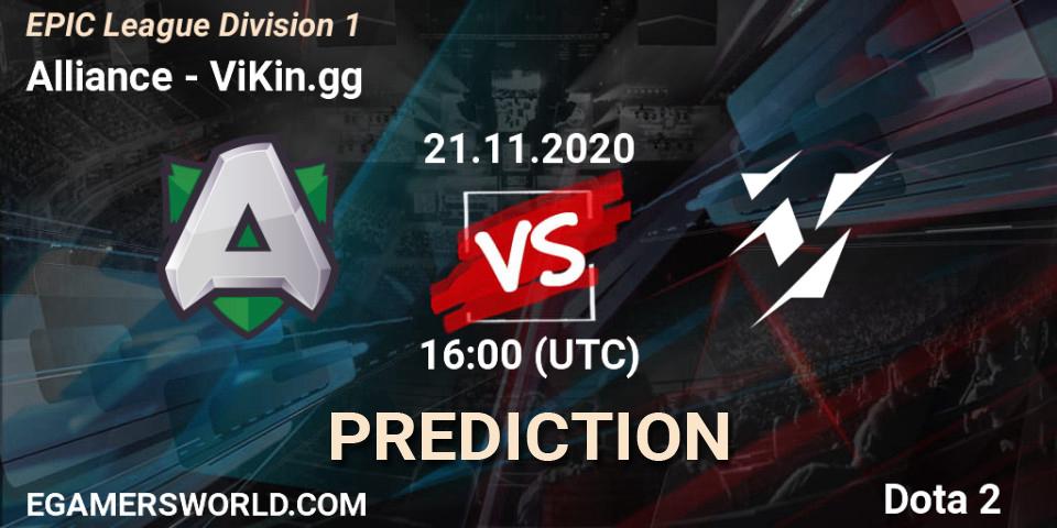 Prognose für das Spiel Alliance VS ViKin.gg. 21.11.20. Dota 2 - EPIC League Division 1