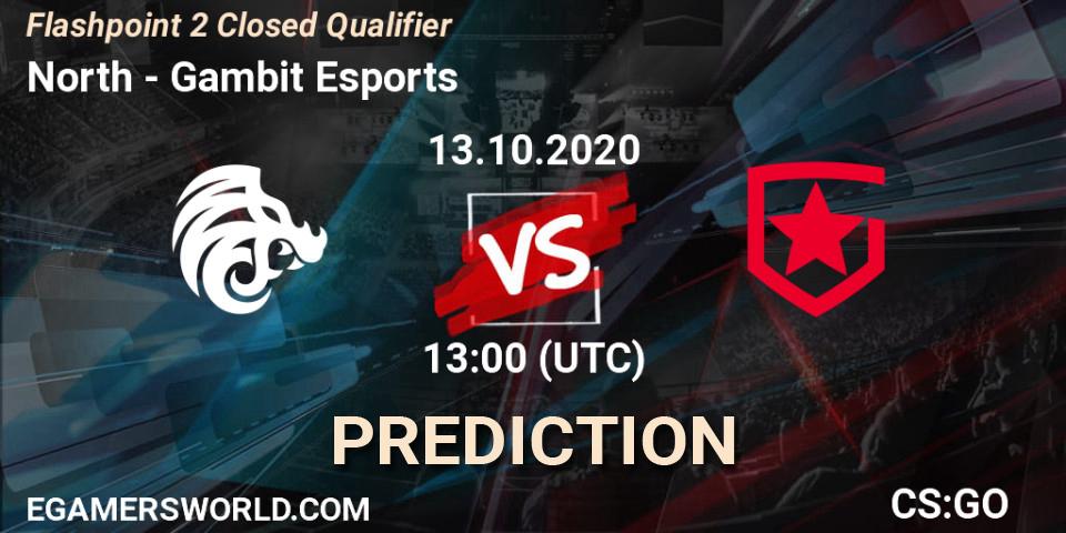 Prognose für das Spiel North VS Gambit Esports. 13.10.2020 at 13:10. Counter-Strike (CS2) - Flashpoint 2 Closed Qualifier