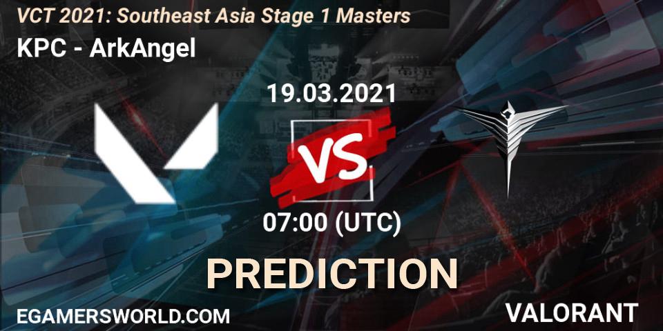 Prognose für das Spiel KPC VS ArkAngel. 19.03.2021 at 07:00. VALORANT - VCT 2021: Southeast Asia Stage 1 Masters