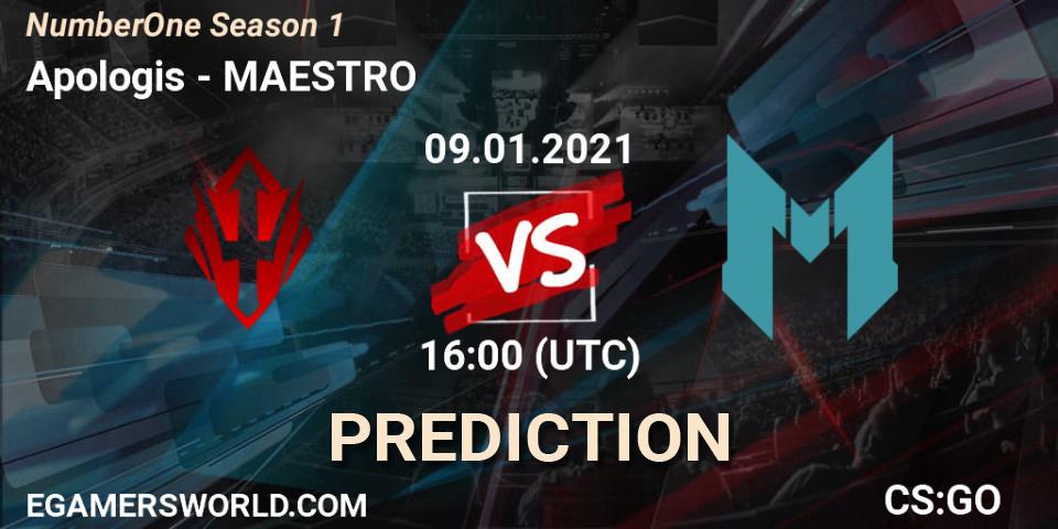 Prognose für das Spiel Apologis VS MAESTRO. 09.01.2021 at 16:00. Counter-Strike (CS2) - NumberOne Season 1