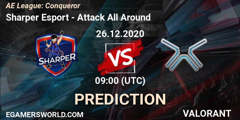 Prognose für das Spiel Sharper Esport VS Attack All Around. 26.12.2020 at 09:00. VALORANT - AE League: Conqueror