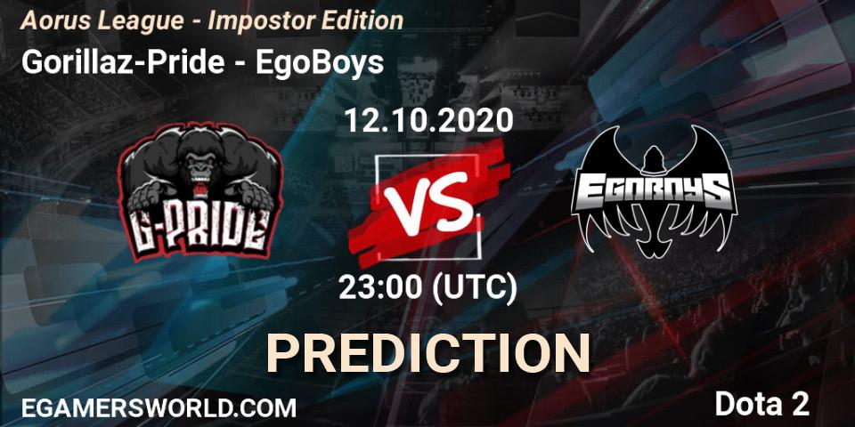 Prognose für das Spiel Gorillaz-Pride VS EgoBoys. 12.10.20. Dota 2 - Aorus League - Impostor Edition