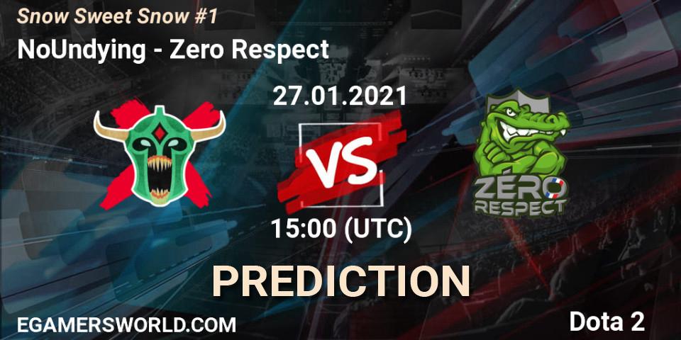 Prognose für das Spiel NoUndying VS Zero Respect. 27.01.2021 at 15:04. Dota 2 - Snow Sweet Snow #1