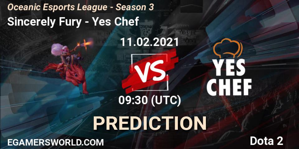 Prognose für das Spiel Sincerely Fury VS Yes Chef. 11.02.2021 at 09:38. Dota 2 - Oceanic Esports League - Season 3