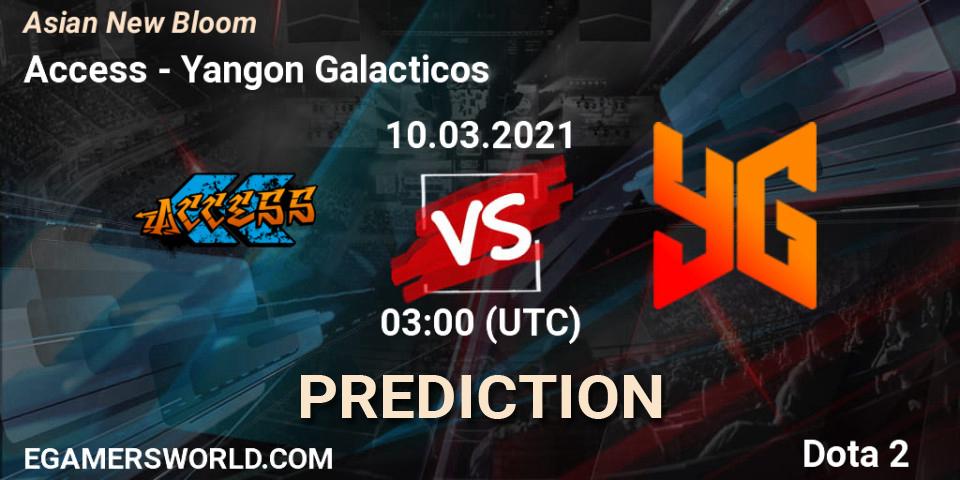 Prognose für das Spiel Access VS Yangon Galacticos. 10.03.21. Dota 2 - Asian New Bloom