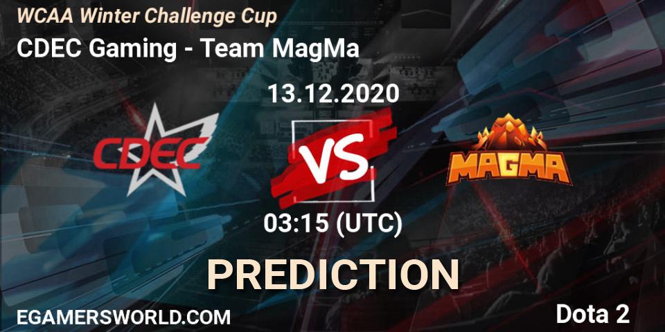 Prognose für das Spiel CDEC Gaming VS Team MagMa. 13.12.20. Dota 2 - WCAA Winter Challenge Cup