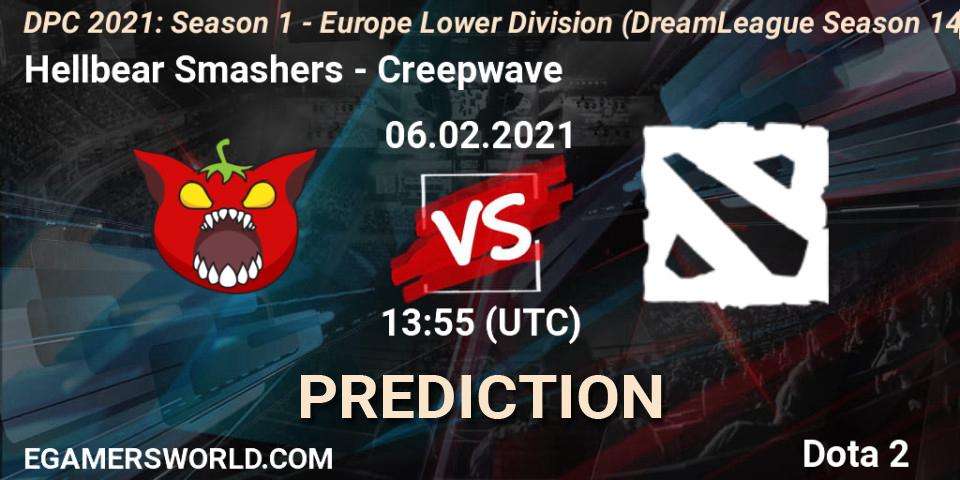 Prognose für das Spiel Hellbear Smashers VS Creepwave. 06.02.2021 at 13:56. Dota 2 - DPC 2021: Season 1 - Europe Lower Division (DreamLeague Season 14)