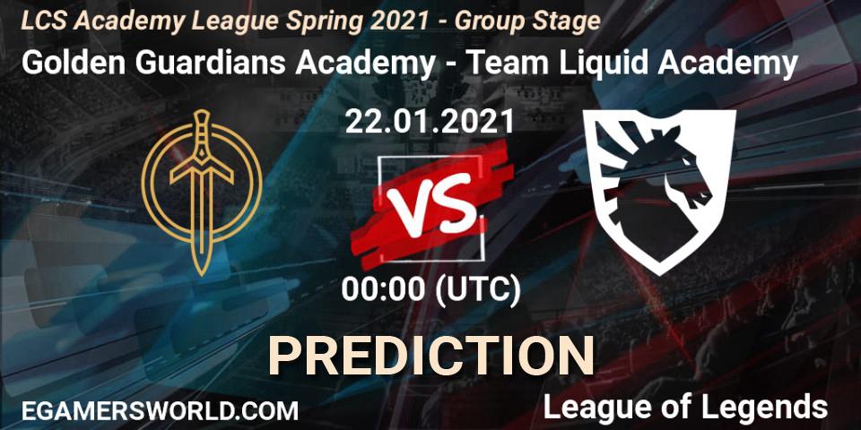 Prognose für das Spiel Golden Guardians Academy VS Team Liquid Academy. 22.01.2021 at 00:00. LoL - LCS Academy League Spring 2021 - Group Stage