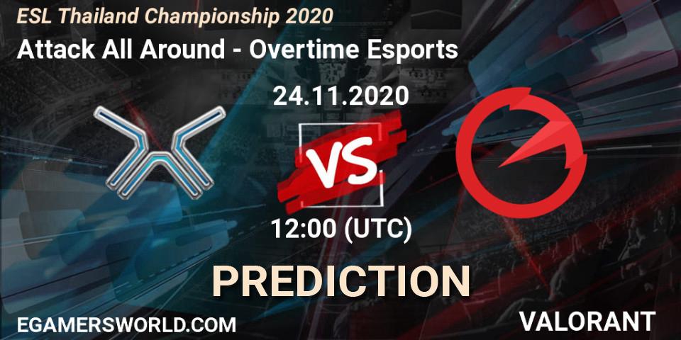 Prognose für das Spiel Attack All Around VS Overtime Esports. 24.11.2020 at 12:00. VALORANT - ESL Thailand Championship 2020