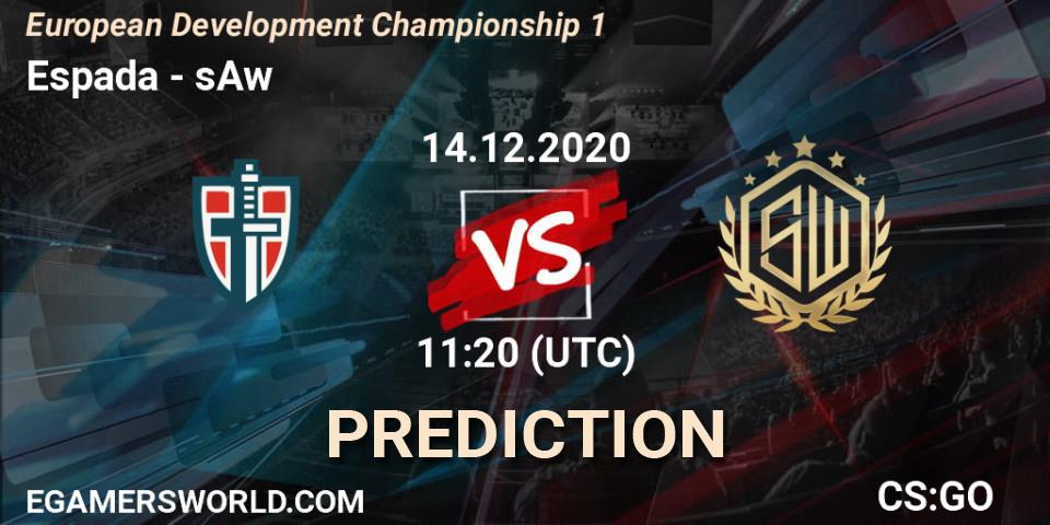 Prognose für das Spiel Espada VS sAw. 14.12.20. CS2 (CS:GO) - European Development Championship 1