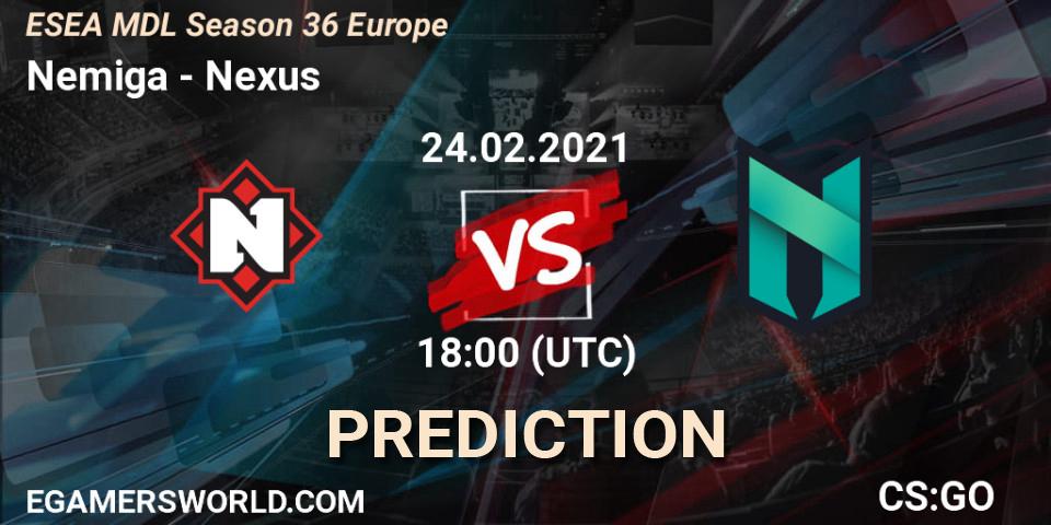 Prognose für das Spiel Nemiga VS Nexus. 24.02.21. CS2 (CS:GO) - MDL ESEA Season 36: Europe - Premier division