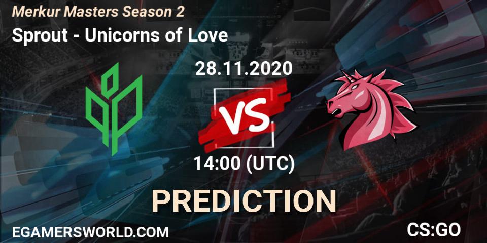 Prognose für das Spiel Sprout VS Unicorns of Love. 28.11.2020 at 14:00. Counter-Strike (CS2) - Merkur Masters Season 2