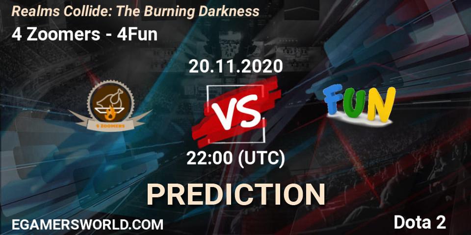 Prognose für das Spiel 4 Zoomers VS 4Fun. 20.11.20. Dota 2 - Realms Collide: The Burning Darkness