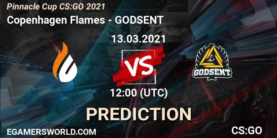 Prognose für das Spiel Copenhagen Flames VS GODSENT. 13.03.2021 at 12:00. Counter-Strike (CS2) - Pinnacle Cup #1