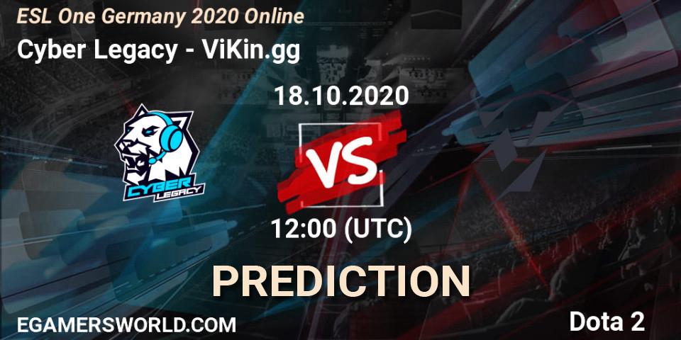 Prognose für das Spiel Cyber Legacy VS ViKin.gg. 18.10.20. Dota 2 - ESL One Germany 2020 Online