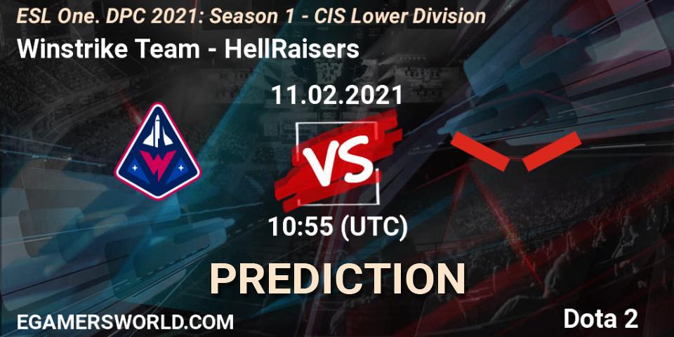 Prognose für das Spiel Winstrike Team VS HellRaisers. 11.02.21. Dota 2 - ESL One. DPC 2021: Season 1 - CIS Lower Division