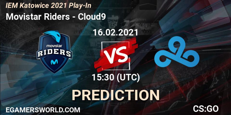 Prognose für das Spiel Movistar Riders VS Cloud9. 16.02.2021 at 15:30. Counter-Strike (CS2) - IEM Katowice 2021 Play-In