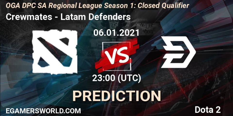 Prognose für das Spiel Crewmates VS Latam Defenders. 06.01.2021 at 23:00. Dota 2 - DPC 2021: Season 1 - South America Closed Qualifier