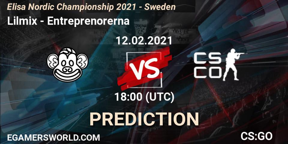 Prognose für das Spiel Lilmix VS Entreprenorerna. 12.02.2021 at 18:00. Counter-Strike (CS2) - Elisa Nordic Championship 2021 - Sweden